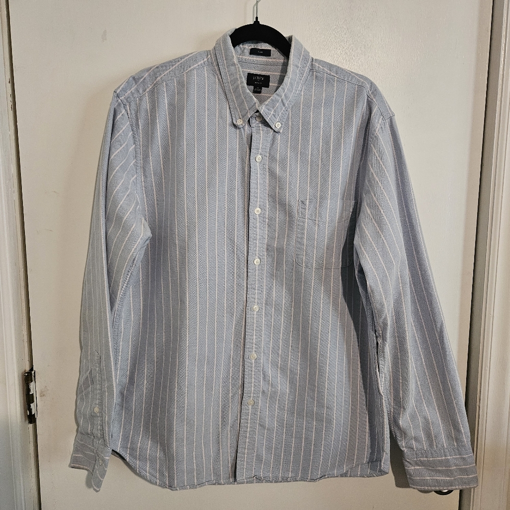 J. Crew Factory Men’s Shirt Size XL Striped Slim Fit Button Down Cotton